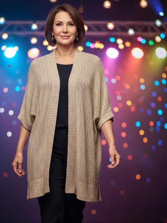 Lane Bryant Sweaters - NWT Lane Bryant Metallic Cardigan Sweater 14 16 Open Front Gold Knit 1X Party